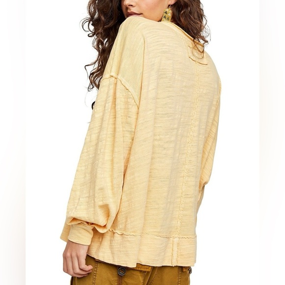 Free People We the Free Vega Cotton Long Sleeve Top Oversized Raw Hem Size Small - Picture 11 of 11